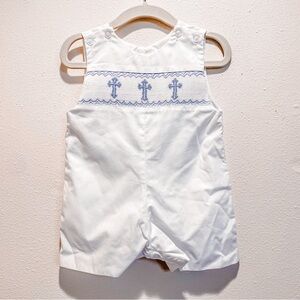 Boys Smock White Jon Jon romper